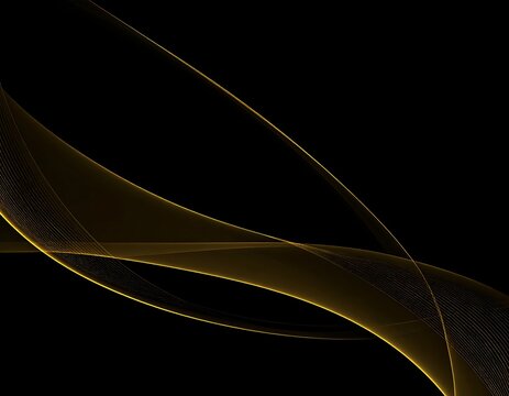 Abstract gold wavy lines on black background - Powered by Adobe