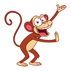 Funny Cartoon Monkey Character Illustration.