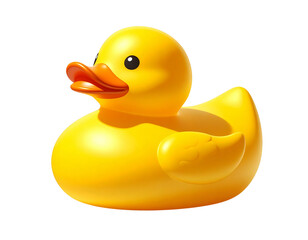  Classic Yellow Rubber Duck Floating, isolated on white background PNG