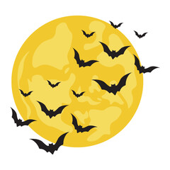 Halloween Bats and Moon
