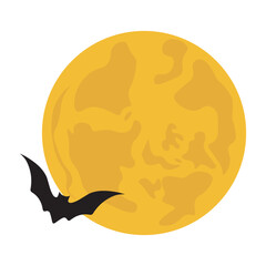 Halloween Bats and Moon
