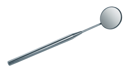 Surgical mirror for dental exams and medical procedures, reflecting light for precision work