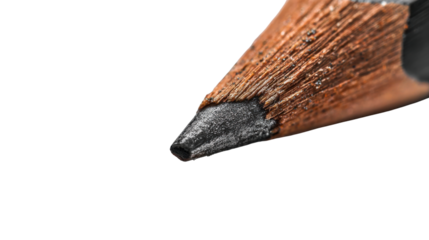 Macro Close Up of Sharpened Pencil Tip on white Background