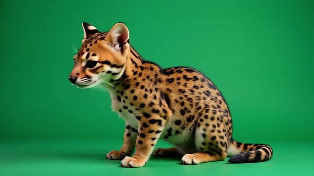 Adorable cheetah cub sitting sweetly, perfect for heartwarming animal content and conservation campaigns with its captivating expression