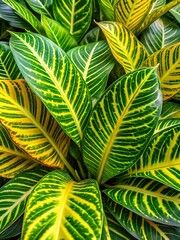 Leafy plant with green and yellow stripes