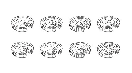 Collection of eight sliced cakes and pies in a detailed silhouette style © Tanvir