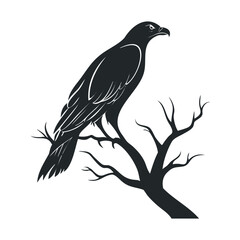 Fototapeta premium A simple silhouette of an eagle perched on a branch.