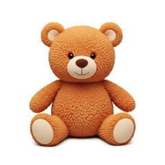 Obraz premium A cute fluffy brown teddy bear toy sitting down isolated on white background