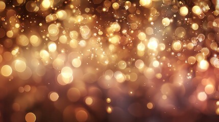 Golden Bokeh Background with Sparkling Light Particles.