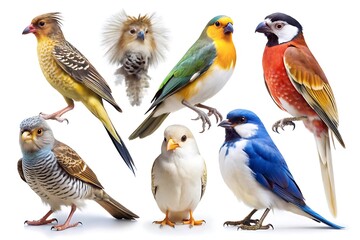 Fototapeta premium Group of birds with different colors and sizes