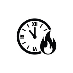 Clock with a flame icon representing time running out
