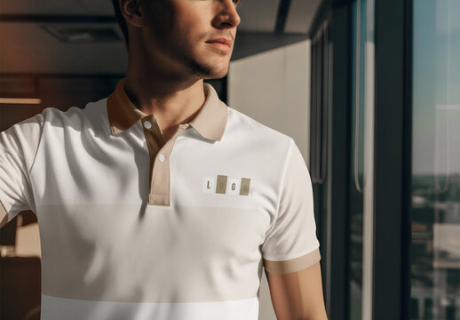 Polo Shirt Mockup Indoors with Sunlight