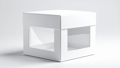White retail box with transparent window — clean packaging, modern clarity, product visibility.