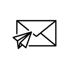 Paper airplane flying towards an envelope icon