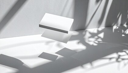 Abstract White Sine Wave Mesh Under Code Editor with Leaf Shadows Casting on the Wall in Bright Lighting