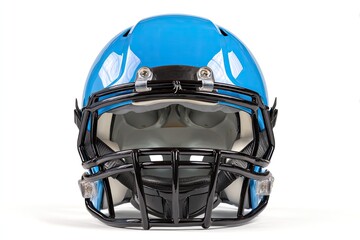 Fototapeta premium Bright blue football helmet, front view (1)