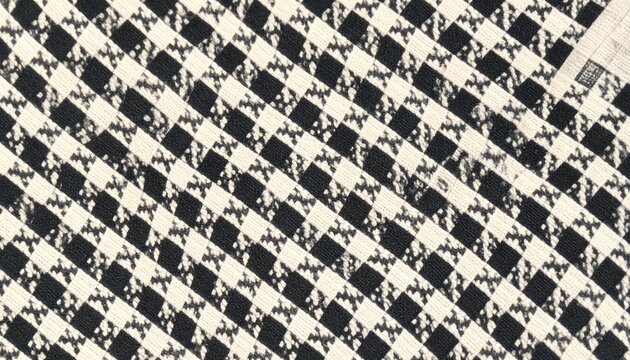 Seamless Houndstooth Fabric Texture: Ivory and Black Micro Pattern
