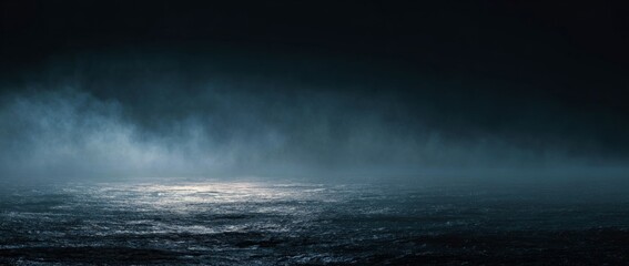 Obraz premium Mystical Ocean Scene with Fog and Dark Water.