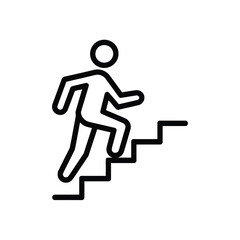 Silhouette of a person climbing stairs representing progress and ambition
