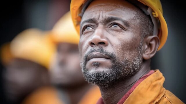 Focused Construction Workers Contemplating Future Prospects