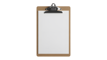 Professional clipboard with blank paper awaiting your message or checklist documents ready