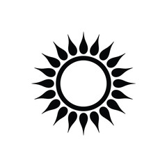Stylized sun icon with flame like rays