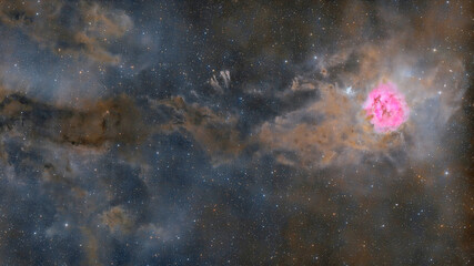 Cocoon Nebula IC 5146 emission nebula in deep space panoramic view