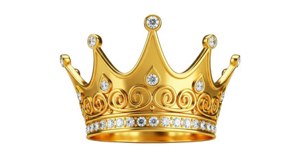 A golden crown with white gems, fit for royalty, shining brightly.