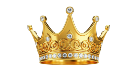 A golden crown with white gems, fit for royalty, shining brightly.