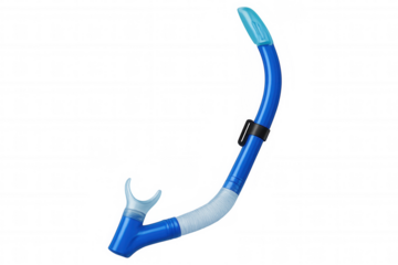 Blue snorkel against transparent backdrop, professional diving gear enabling underwater breathing during marine exploration and aquatic activities