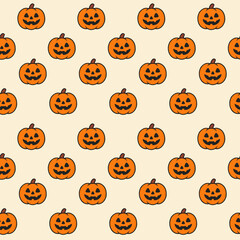 Halloween vector seamless pattern with pumpkins