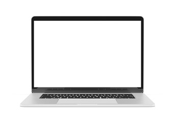 Modern laptop computer screen isolated on transparent background with shadows. 3D rendering
