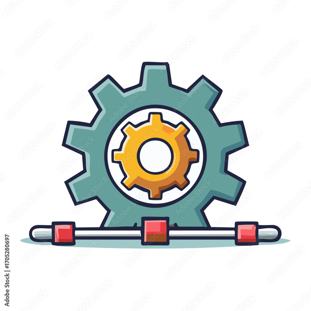 Poster gear illustration with slider bar mechanism setting tool operation processing