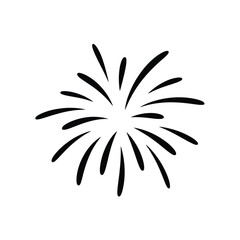 Simple black and white hand drawn firework burst illustration