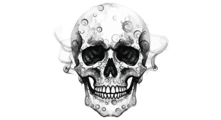 Fototapeta premium Abstract monochrome skull illustration with smoky wisps and circular patterns of artistic expression