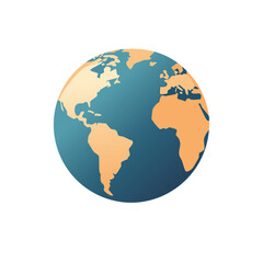 Naklejka premium Earth Globe World Map Isolated Continent Design Element Icon Illustration