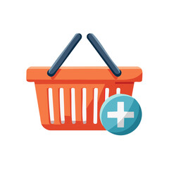 Fototapeta premium Orange Shopping Basket with Add New Sign for Online Retail or E-commerce