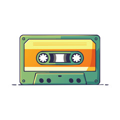 Obraz premium Retro cassette tape with orange and yellow label and green casing