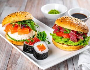 Gourmet Sushi Burgers with Fresh Ingredients