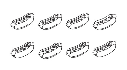 Eight delicious hot dog silhouettes ready for a picnic or bbq