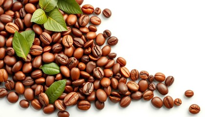 Fototapeta premium A vibrant collection of coffee beans arranged in a vector illustration, ideal for branding and design, beverage, brown