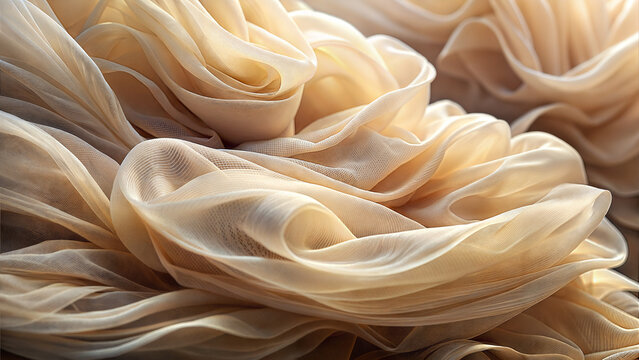 Abstract flowing fabric textures with soft pastel colors creating a gentle abstract background