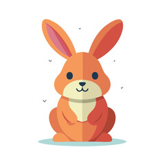 Obraz premium Adorable Orange Rabbit Character with Long Ears in Flat Vector Style