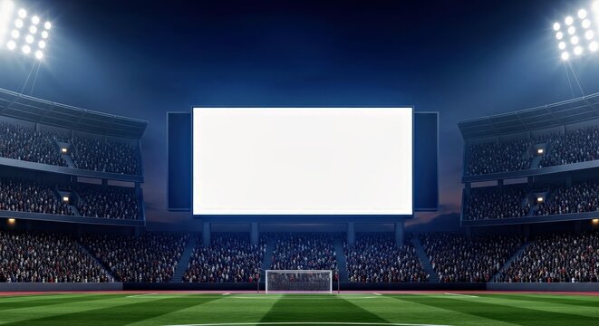 Stadium LED Screen Mockup Night Game Thrilling Wide View Public Advertisement