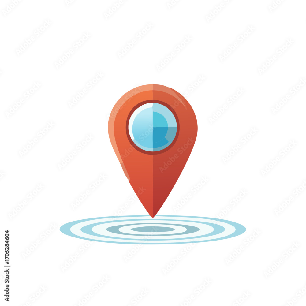 Aufkleber illustrative location pointer hovering over target rings showing position and geo point icon graphic