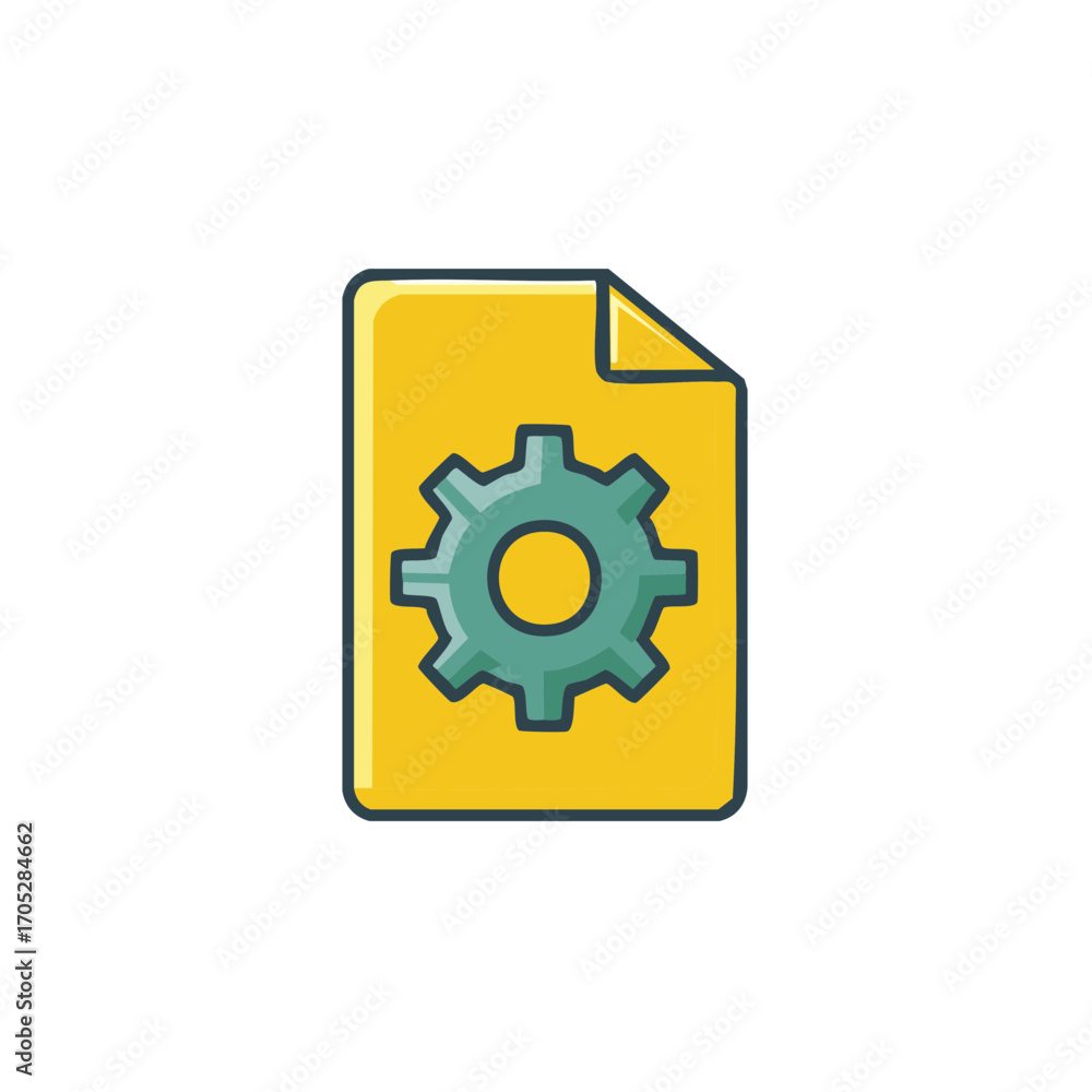 Poster document with gear icon depicting settings or configuration concepts