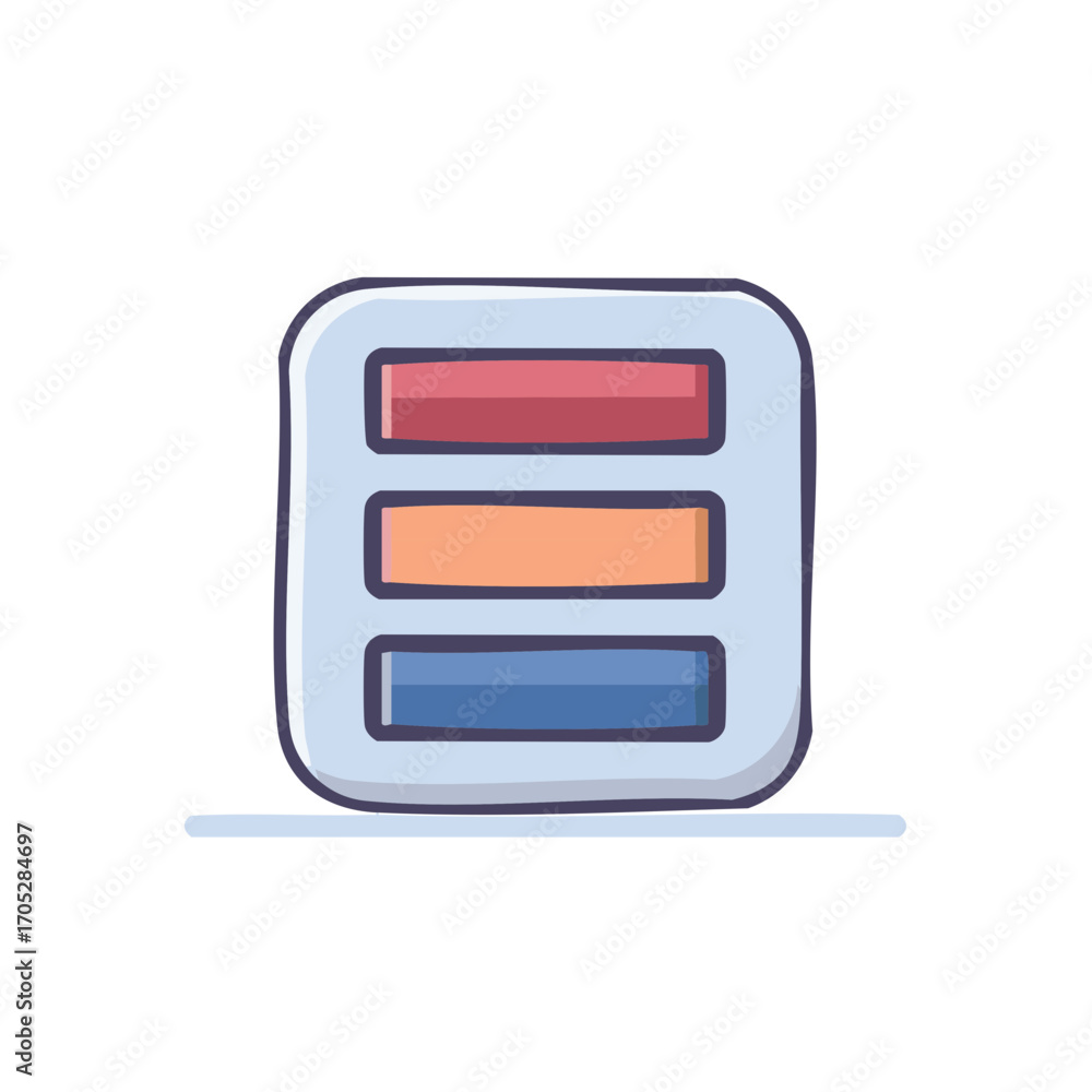 Poster simple three-level rounded rectangle icon with different colors design isolated representing options