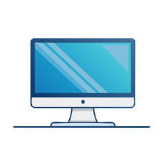 Fototapeta premium Modern Computer Monitor Displaying Digital Information with Blue Screen
