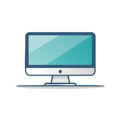 Fototapeta premium Modern Flat Screen Computer Monitor Displaying a Teal Screen Reflection