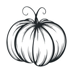 A hand-drawn spooky pumpkin with a stitched face.